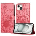 thumbnail image 1 of ELEHOLD Case for iPhone 14, Sunflower Embossed Leather Wallet Case with Magnetic Closure & Kickstand,Rose, 1 of 6
