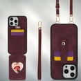 thumbnail image 1 of ELEHOLD Case for iPhone 15,Crossbody Wallet Case with Mirror & Card Holder Stand,Winered, 1 of 13