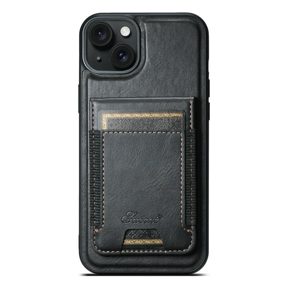 ELEHOLD Case for iPhone 15 Plus,2 in 1 Detachable Magnetic Leather Wallet Case with Card Holder Kickstand,Black