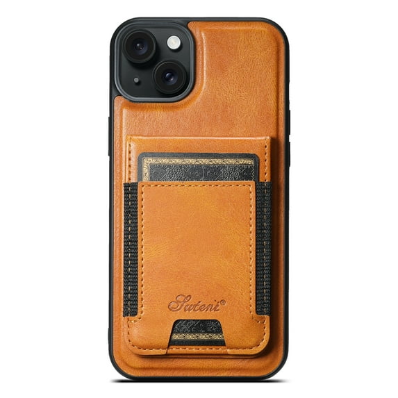 ELEHOLD Case for iPhone 15 Plus,2 in 1 Detachable Magnetic Leather Wallet Case with Card Holder Kickstand,Khaki