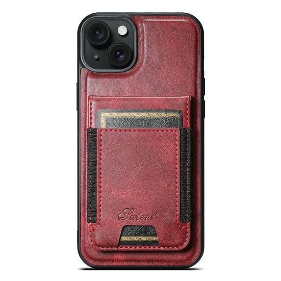 ELEHOLD Case for iPhone 15 Plus,2 in 1 Detachable Magnetic Leather Wallet Case with Card Holder Kickstand,Red