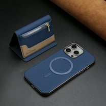 ELEHOLD Case for iPhone 15 Plus, 2-in-1 Detachable Magnetic Zipper Leather Wallet Case with Card Holder, RFID Blocking Folio Flip Cover,Darkblue