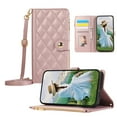 thumbnail image 1 of ELEHOLD Case for iPhone 15 Plus, Shockproof PU Leather Zipper Wallet Case with Card Holder & Crossbody Lanyard & Wrist Strap,Rosegold, 1 of 9