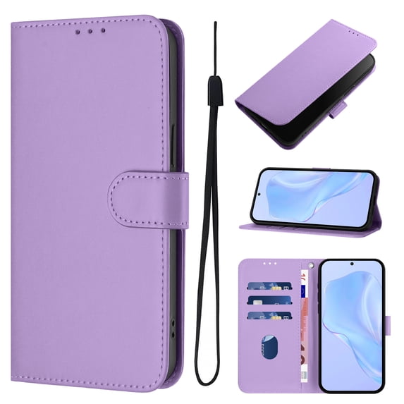 ELEHOLD Case for iPhone 15 Pro Max, Luxury Business Leather Wallet Flip Case with Stand & Card Slots,Lavender
