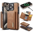 thumbnail image 1 of ELEHOLD Case for iPhone 15 Pro Max, Magnetic 2 in 1 Detachable Leather Wallet Case with Card Holder & Stand,Brown, 1 of 6