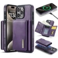 thumbnail image 1 of ELEHOLD Case for iPhone 15 Pro Max, Magnetic 2 in 1 Detachable Leather Wallet Case with Card Holder & Stand,Purple, 1 of 6