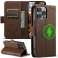 thumbnail image 1 of ELEHOLD Case for iPhone 15 Pro Max, Magnetic Leather Wallet Case with Card Holder Kickstand Flip Folio Cover Case,Brown, 1 of 6