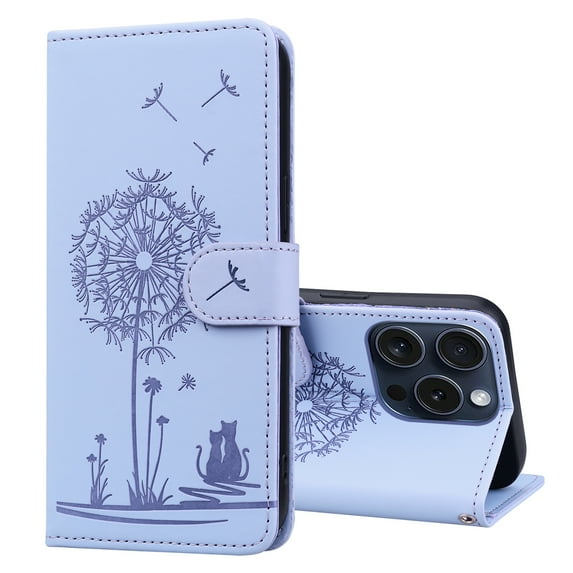 ELEHOLD Case for iPhone 15 Pro Max, Premium PU Leather Wallet Flip Case Folio Cover with Card Holder Kickstand,Lightpurple