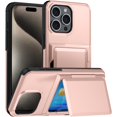 thumbnail image 1 of ELEHOLD Case for iPhone 15 Pro Max, Shockproof Heavy Duty Wallet Case with Hidden Card Holder for Women & Men,Rosegold, 1 of 11