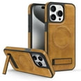thumbnail image 1 of ELEHOLD Case for iPhone 15 Pro Max, Soft Luxury Leather Business Magnetic Case with Invisible Stand Compatible with Magsafe Accessory,Brown, 1 of 6