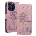 thumbnail image 1 of ELEHOLD Case for iPhone 15 Pro, Premium PU Leather Wallet Flip Case Folio Cover with Card Holder Kickstand,Rosegold, 1 of 5