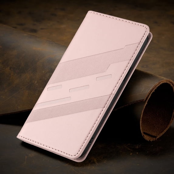 ELEHOLD Case for iPhone 15 Pro, Shockproof Wallet Phone Case, Magnetic Closure Faux Leather Cover Built-in Stand,Pink