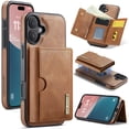 thumbnail image 1 of ELEHOLD Case for iPhone 16, Magnetic 2 in 1 Detachable Leather Wallet Case with Card Holder & Stand,Brown, 1 of 6