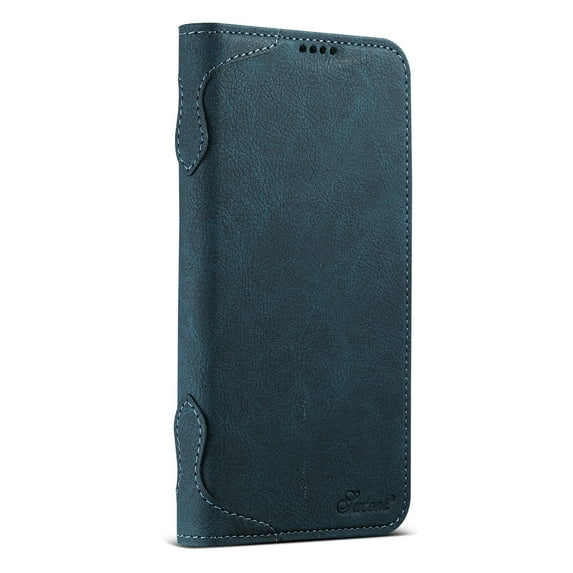 ELEHOLD Case for iPhone 16, Magnetic Leather Wallet Case with Card Holder Kickstand Flip Folio Cover Case,Blue