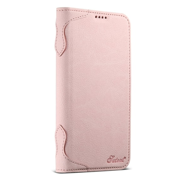 ELEHOLD Case for iPhone 16, Magnetic Leather Wallet Case with Card Holder Kickstand Flip Folio Cover Case,Pink