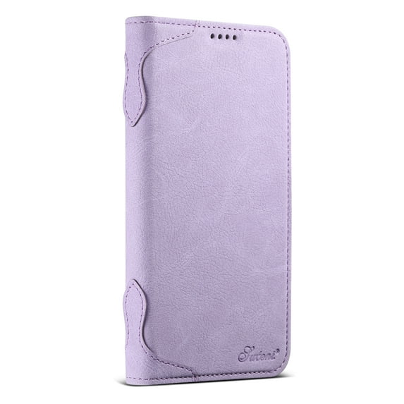 ELEHOLD Case for iPhone 16, Magnetic Leather Wallet Case with Card Holder Kickstand Flip Folio Cover Case,Purple