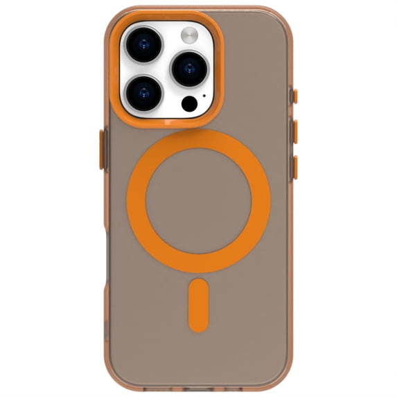 ELEHOLD Case for iPhone 16 Magnetic Shockproof Case Slim Matte Transparent Rugged Cover, Skin Friendy Feel, Compatibel with MagSafe, Orange