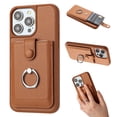 thumbnail image 1 of ELEHOLD Case for iPhone 16, PU Leather Wallet Case with Card Slot, 360° Rotating Ring Stand Cover,Brown, 1 of 8