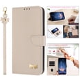 thumbnail image 1 of ELEHOLD Case for iPhone 16 Plus, Fashionable Leather Wallet Case with Card Slots & Kickstand,Detachable Shoulder Strap & Wrist Strap,Apricot, 1 of 8