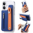 thumbnail image 1 of ELEHOLD Case for iPhone 16 Plus, Leather Wallet Case with Metal Buckle Card Holder & Wristband & Stand, Shockproof Back Cover for Men Women,Blue, 1 of 11