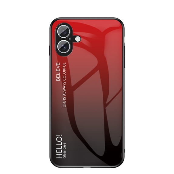 ELEHOLD Case for iPhone 16 Plus, Lightweight Gradient Glass Case Ultra Slim Shockproof Cover,Red