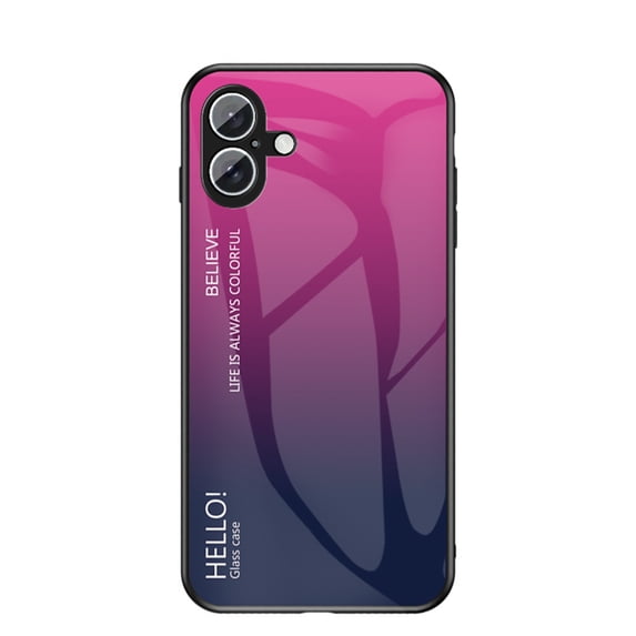 ELEHOLD Case for iPhone 16 Plus, Lightweight Gradient Glass Case Ultra Slim Shockproof Cover,Rose