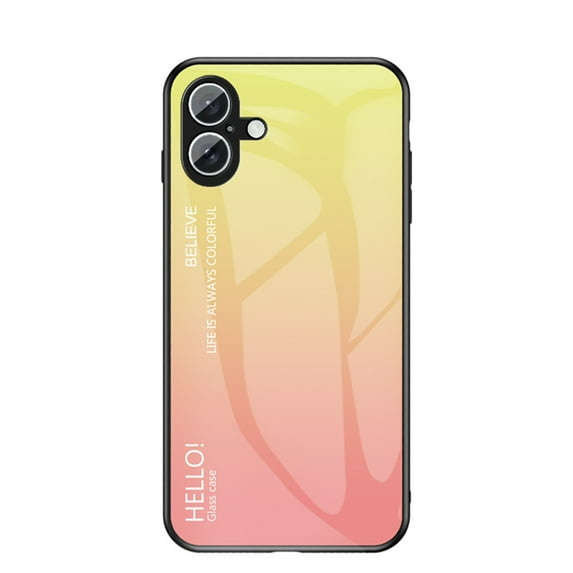 ELEHOLD Case for iPhone 16 Plus, Lightweight Gradient Glass Case Ultra Slim Shockproof Cover,Yellow