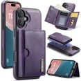 thumbnail image 1 of ELEHOLD Case for iPhone 16 Plus, Magnetic 2 in 1 Detachable Leather Wallet Case with Card Holder & Stand,Purple, 1 of 6
