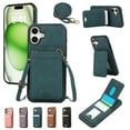 thumbnail image 1 of ELEHOLD Case for iPhone 16 Plus, Magnetic Clasp Durable Shockproof Leather Wallet Case with Card Holder & Kickstand,Green, 1 of 9