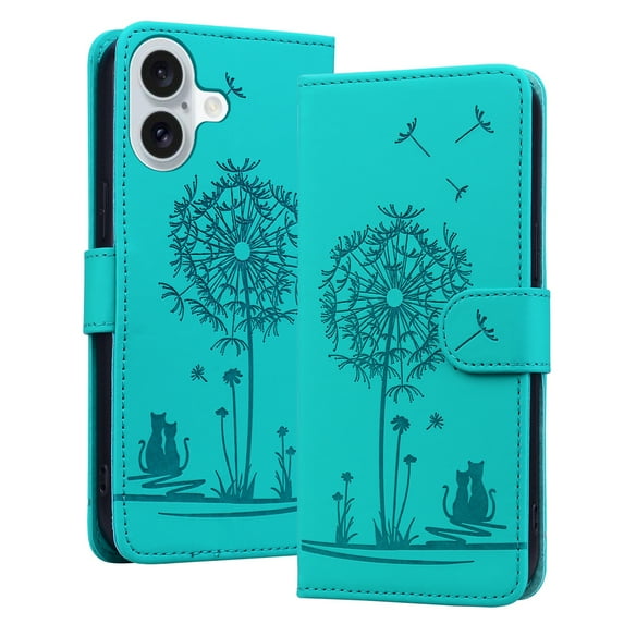 ELEHOLD Case for iPhone 16 Plus, Premium PU Leather Wallet Flip Case Folio Cover with Card Holder Kickstand,Green