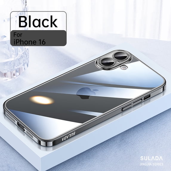 ELEHOLD Case for iPhone 16 Plus, Shockproof Full Camera Lens Protection Transparent Case Cover,Black
