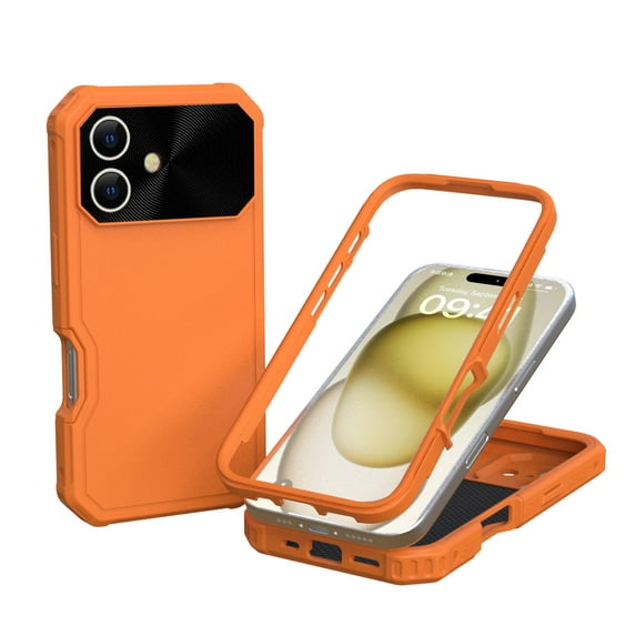 ELEHOLD Case for iPhone 16 Plus, Shockproof Heavy Duty Dropproof Magnetic Case + Camera Protectors,Orange