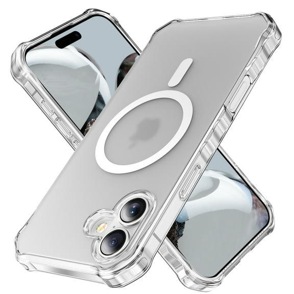 ELEHOLD Case for iPhone 16 Plus, Shockproof Magnetic Matte Case with Wireless Charging Support,Clear