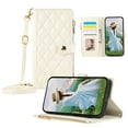 thumbnail image 1 of ELEHOLD Case for iPhone 16 Plus, Shockproof PU Leather Zipper Wallet Case with Card Holder & Crossbody Lanyard & Wrist Strap,Beige, 1 of 9
