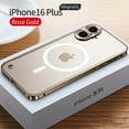 thumbnail image 1 of ELEHOLD Case for iPhone 16 Plus, Slim Matte Metal Frame Magnetic Case with Camera Lens Protection,Gold, 1 of 6