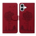 thumbnail image 1 of ELEHOLD Case for iPhone 16, Premium PU Leather Wallet Flip Case Folio Cover with Card Holder Kickstand,Red, 1 of 5
