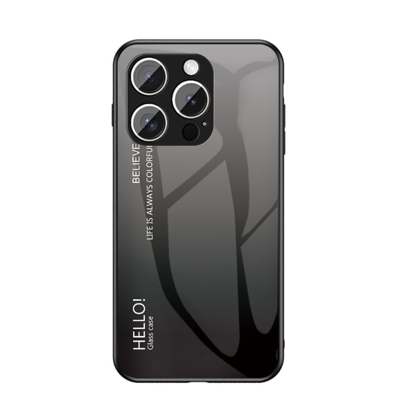 ELEHOLD Case for iPhone 16 Pro, Lightweight Gradient Glass Case Ultra Slim Shockproof Cover,Gray