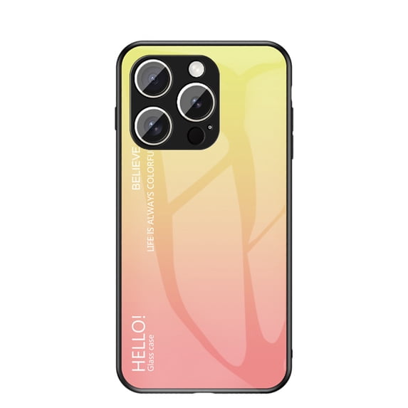 ELEHOLD Case for iPhone 16 Pro, Lightweight Gradient Glass Case Ultra Slim Shockproof Cover,Yellow
