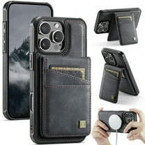 ELEHOLD Case for iPhone 16 Pro, Magnetic Wallet RFID Blocking Case,Leather Flip Cover with Card Holder,Black