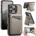 thumbnail image 1 of ELEHOLD Case for iPhone 16 Pro, Magnetic Wallet RFID Blocking Case,Leather Flip Cover with Card Holder,Gray, 1 of 11