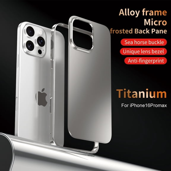 ELEHOLD Case for iPhone 16 Pro Max, Aluminum Bumper Case Matte Back Shockproof Cover, Secure Twist Lock,Silver