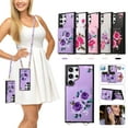 thumbnail image 1 of ELEHOLD Case for iPhone 16 Pro Max, Detachable Crossbody Leather Wallet Mirror RFID Blocking Case with Card Holder & Kickstand,Purple, 1 of 12