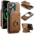 thumbnail image 1 of ELEHOLD Case for iPhone 16 Pro Max, Detachable RFID Magnetic Wallet Case with Ring Stand & Card Holder,Brown, 1 of 10