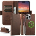 thumbnail image 1 of ELEHOLD Case for iPhone 16 Pro Max, Magnetic Leather Wallet Case with Card Holder Kickstand Flip Folio Cover Case,Brown, 1 of 5