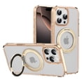 thumbnail image 1 of ELEHOLD Case for iPhone 16 Pro Max, Magnetic Shockproof Transparent Case with 360° Ring Kickstand,Gold, 1 of 10
