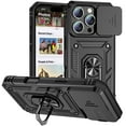 thumbnail image 1 of ELEHOLD Case for iPhone 16 Pro Max, Military Grade Heavy Duty Protection Case with Slide Camera Cover & Rotated Ring Kickstand,Black, 1 of 6