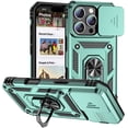 thumbnail image 1 of ELEHOLD Case for iPhone 16 Pro Max, Military Grade Heavy Duty Protection Case with Slide Camera Cover & Rotated Ring Kickstand,Darkgreen, 1 of 8
