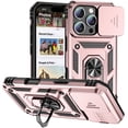 thumbnail image 1 of ELEHOLD Case for iPhone 16 Pro Max, Military Grade Heavy Duty Protection Case with Slide Camera Cover & Rotated Ring Kickstand,Rosegold, 1 of 6