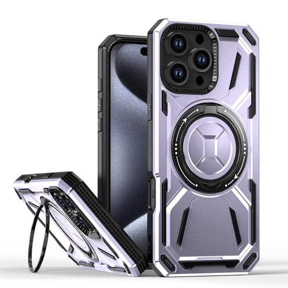 ELEHOLD Case for iPhone 16 Pro Max, Military Grade Magnetic Case with Kickstand, Compatible with Wireless Charging,Purple