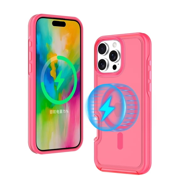 ELEHOLD Case for iPhone 16 Pro Max, Military Grade Protection Magnetic Cas Translucent Matte PC Case,Rose